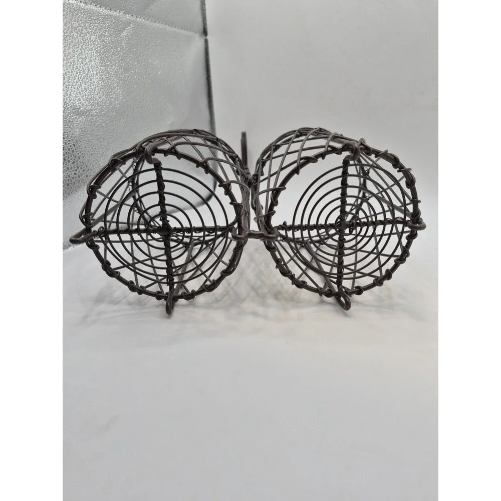 Metal Black Wire Wicker 2 Caddy Carrier Tote W/ Handle Wine Caddy Utensil Caddy